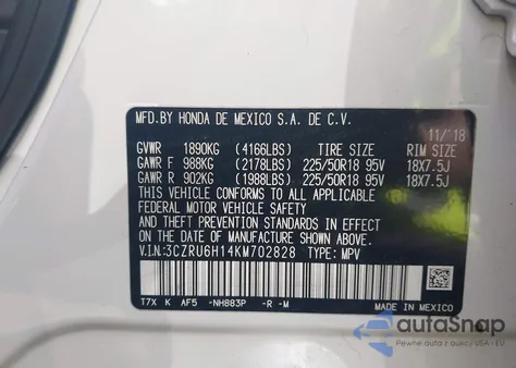 2019 Honda Hr-V Sport z USA, uszkodzony, nr VIN 3CZRU6H14KM702828